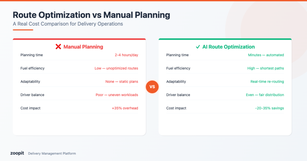 Route Optimization vs Manual Planning: A Cost Comparison